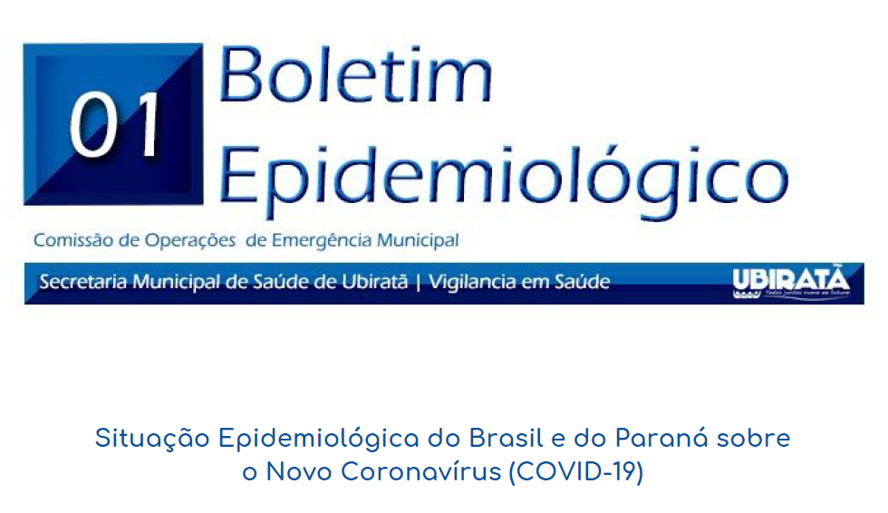 Secretaria de Saúde boletim epidemiológico com informações sobre o Coronavírus em Ubiratã