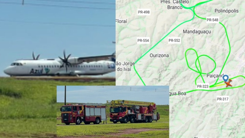 MARINGÁ: Avião com 68 passageiros aterrissa com quase 1 hora de atraso após enfrentar problemas no trem de pouso