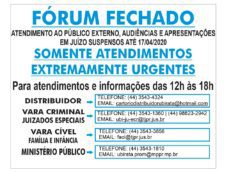 Poder Judiciário de Ubiratã emite Portaria sobre COVID-19 – CoronaVirús ou SARS-CoV-2