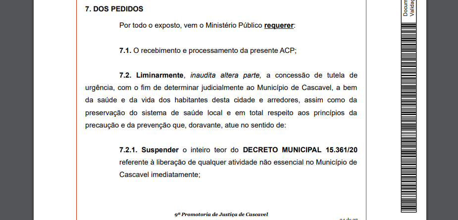 A fim de evitar aglomerações, Ministério Público vai à Justiça para que comércio seja fechado em Cascavel