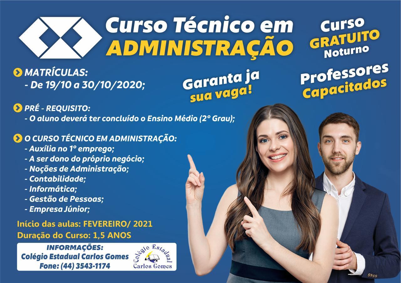 Colégio Carlos Gomes abre inscrições para Curso Técnico em Administração