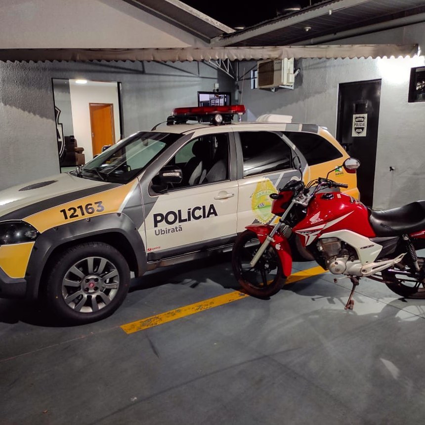 Motocicleta furtada é recuperada pela PM em menos de 10 minutos e 02 são presos em Ubiratã