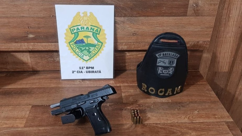Trio é detido com pistola 9 mm em Ubiratã após abordagem da Polícia Militar