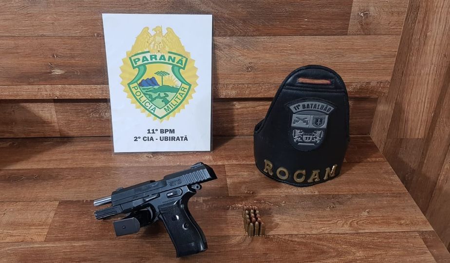 Trio é detido com pistola 9 mm em Ubiratã após abordagem da Polícia Militar