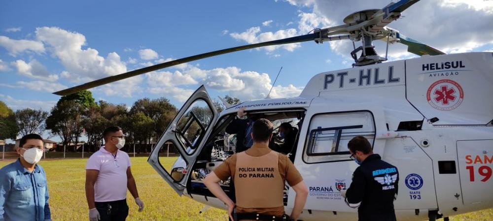 Motociclista é transferido de helicóptero após sofrer grave acidente em Campina da Lagoa