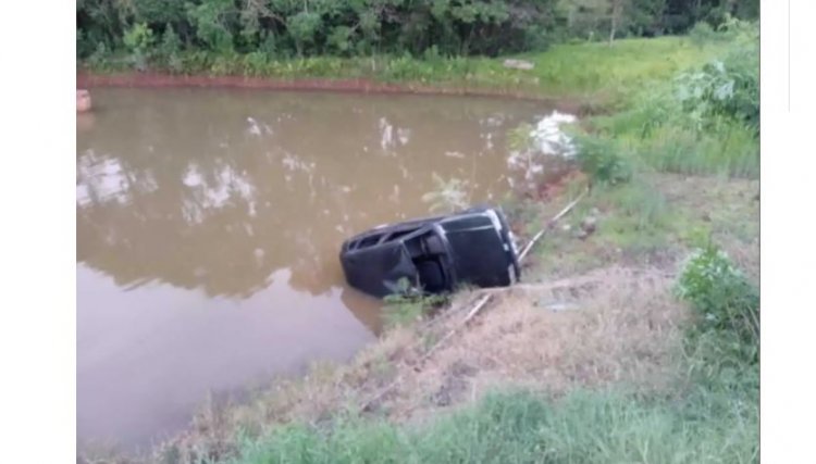Carro cai em represa após motorista perder o controle da direção em Cafelândia