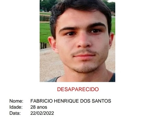 Fabricio Henrique dos Santos continua desaparecido