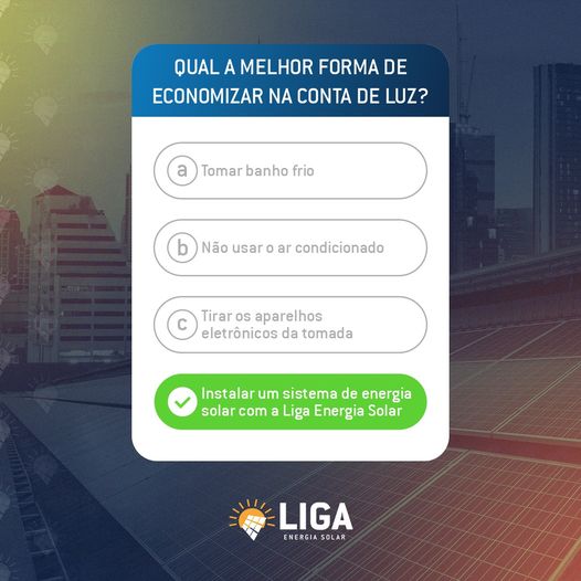 Com sistema de energia solar instalado você pode economizar até 95% do valor da sua fatura de energia elétrica