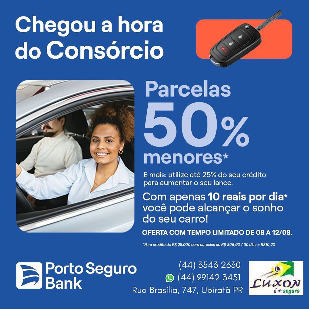 Com apena R$10,00 por dia você pode alcançar o sonho do seu carro com a Luxon é + Seguro