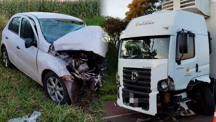 Motorista de Gol morre em batida de frente com caminhão na BR 369