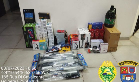 Polícia Militar apreende produtos do Paraguai em veículo que trafegava entre Goioerê e Quarto Centenário