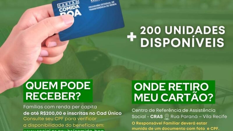 Ubiratã recebe novo lote de cartões COMIDA BOA