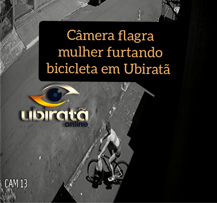 Câmera flagra mulher furtando bicicleta em Ubiratã