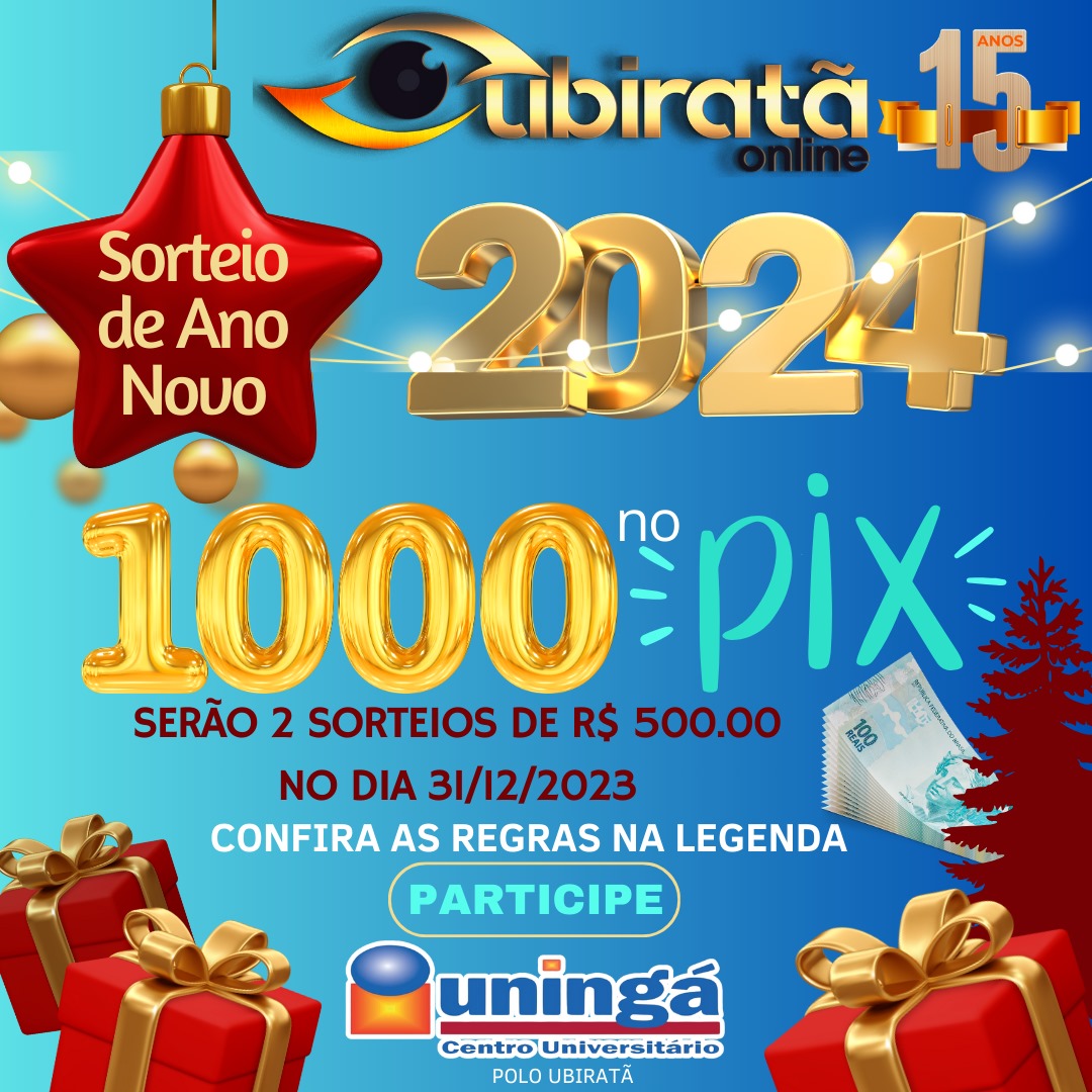 O Portal Ubiratã Online, em parceria com a @uninga.ubirata estará sorteando R$ 1.000 no PIX – Participe