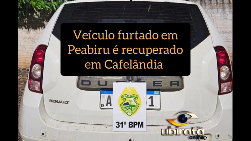 Veículo furtado em Peabiru é recuperado pela PM em Cafelândia