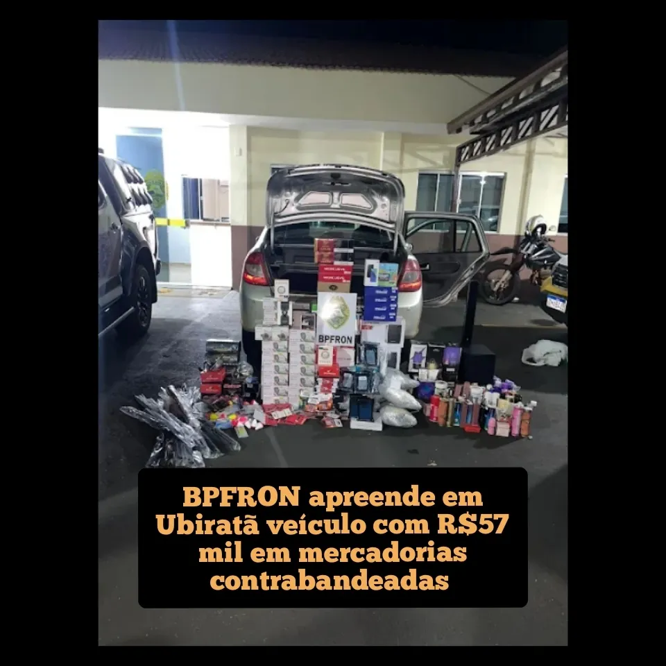 BPFRON apreende veículo com R$57 mil em mercadorias contrabandeadas