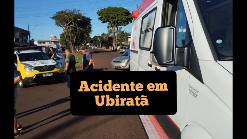 Acidente entre carro e moto na Avenida Carmem Ribeiro Pitombo em Ubiratã