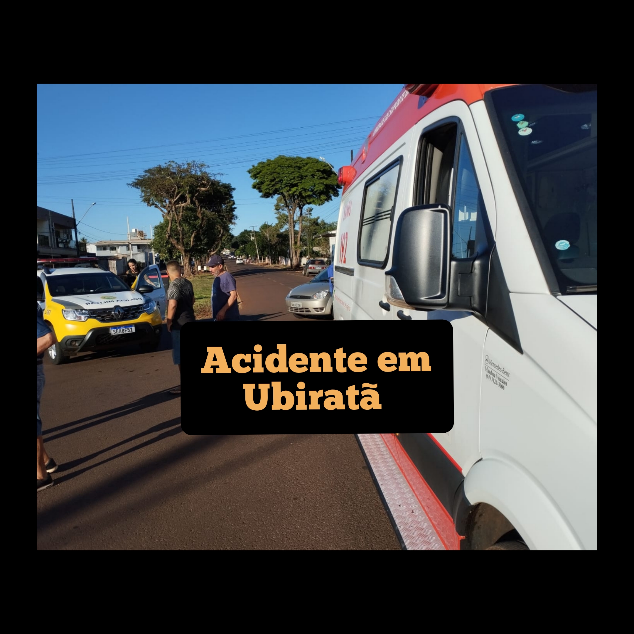 Acidente entre carro e moto na Avenida Carmem Ribeiro Pitombo em Ubiratã