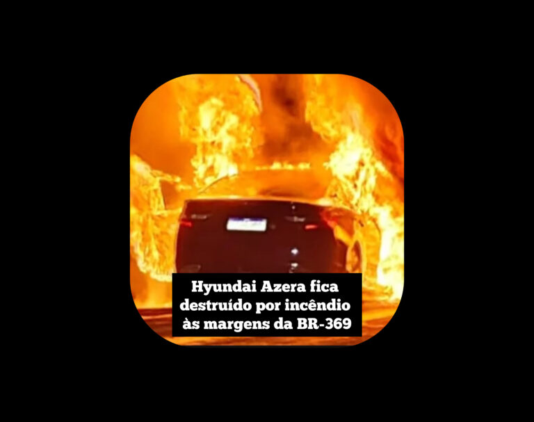 Hyundai Azera fica destruído por incêndio às margens da BR-369