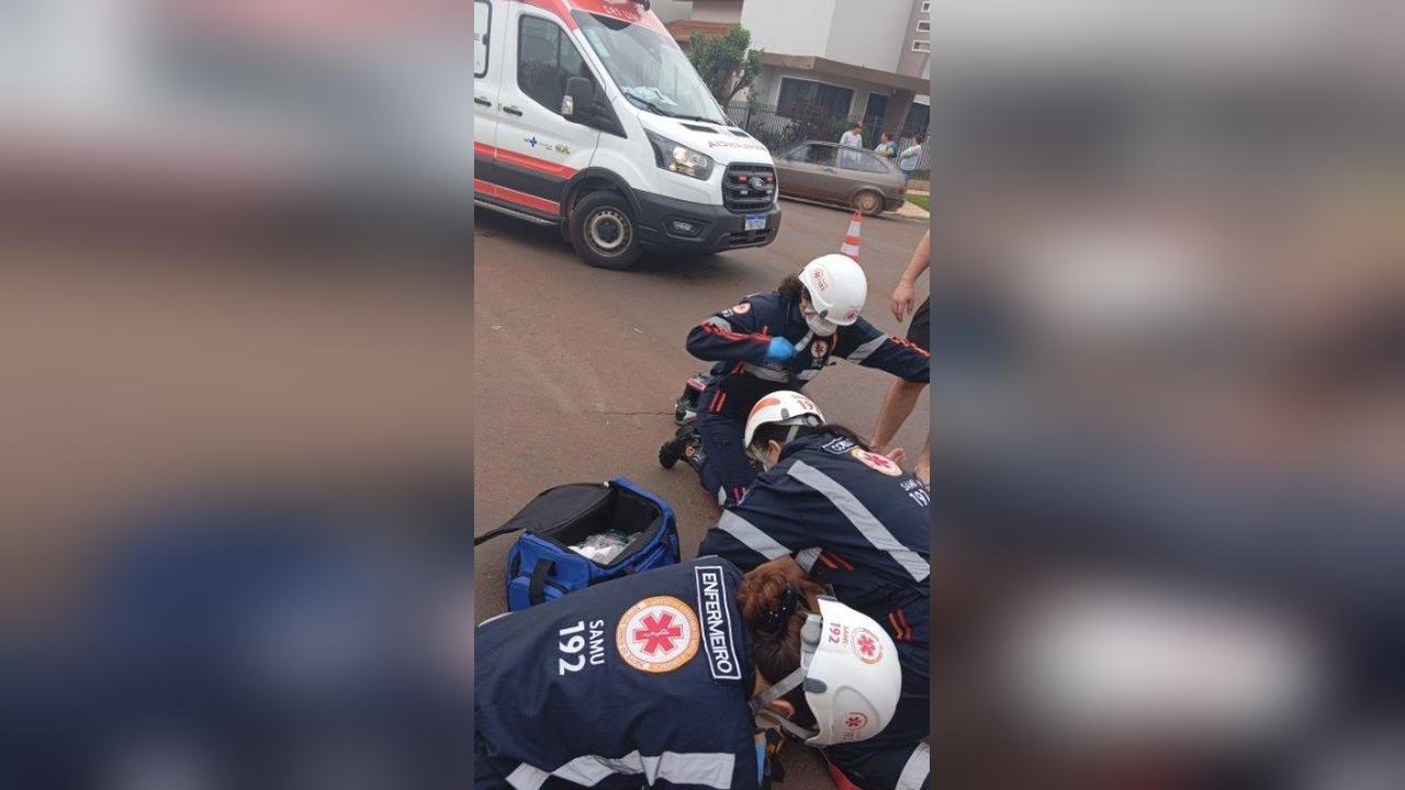 Motociclista fica ferida em colisão na rota de caminhões em Palotina