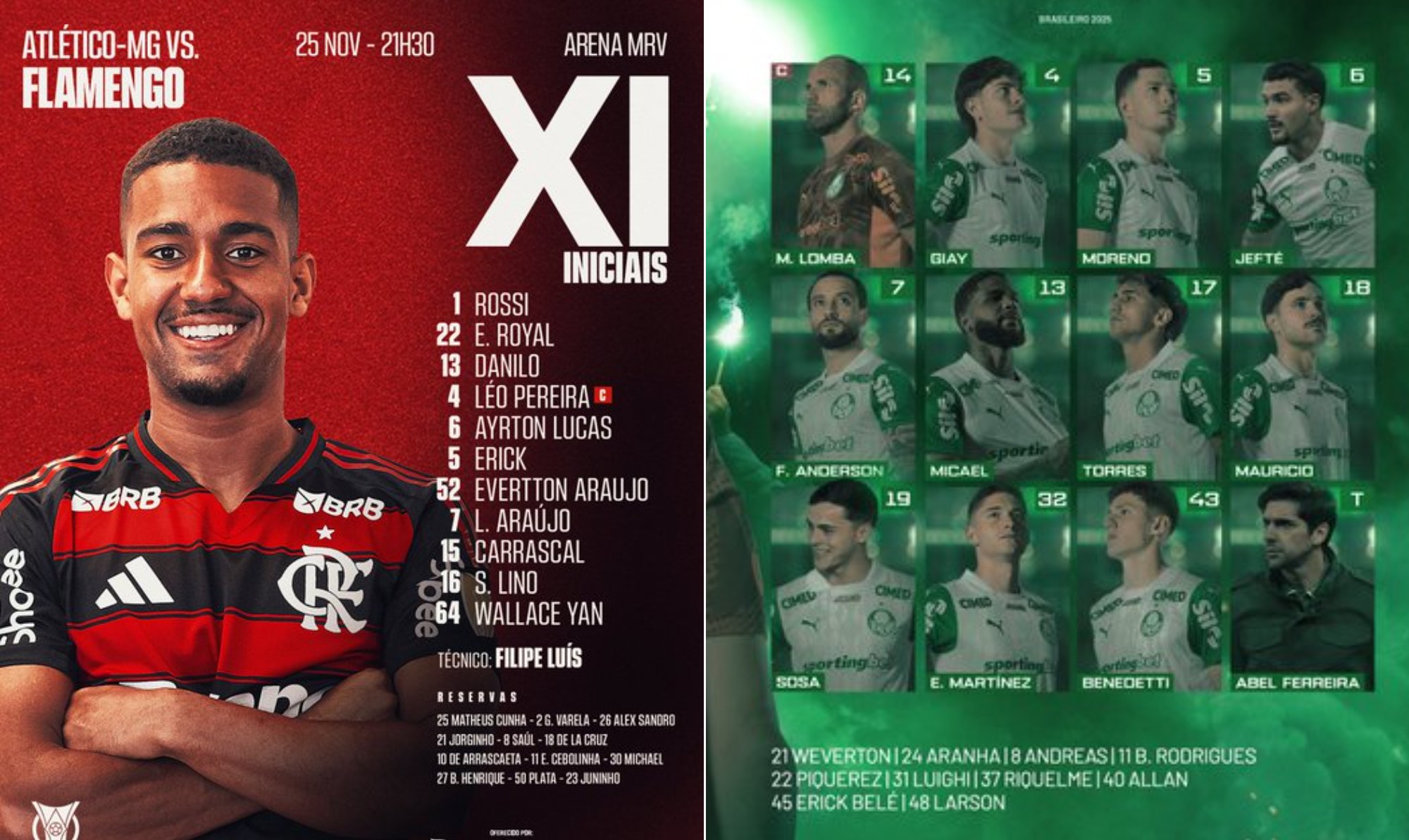 Flamengo encara Atlético-MG com time misto, e Palmeiras visita Grêmio com reservas