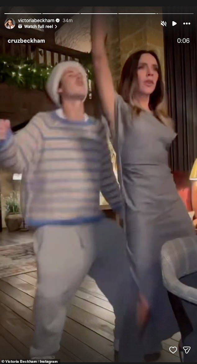 Victoria Beckham and son Cruz recreate family friend Tom Cruise’s iconic Risky Business dance moves – as young musician shares insight into family Christmas without Brooklyn