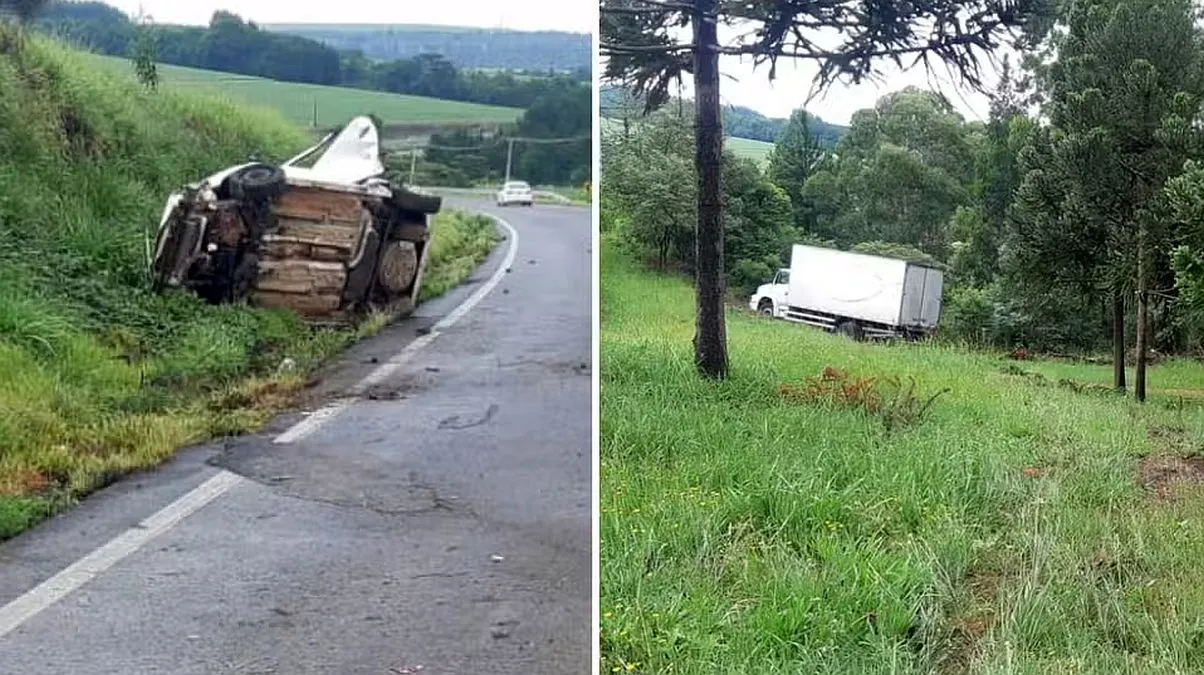 Família sobrevive a capotamento, sai do carro e é atropelada por caminhão no PR
