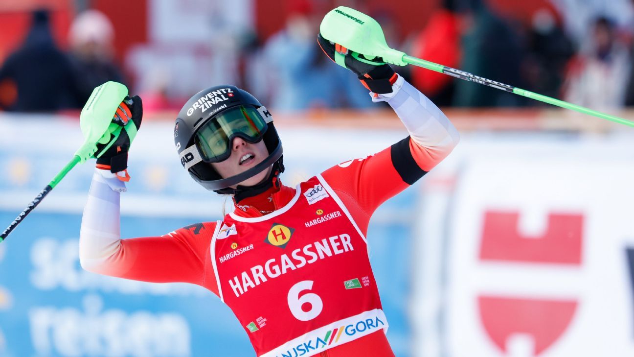 Camille Rast ends Mikaela Shiffrin’s World Cup slalom winning streak