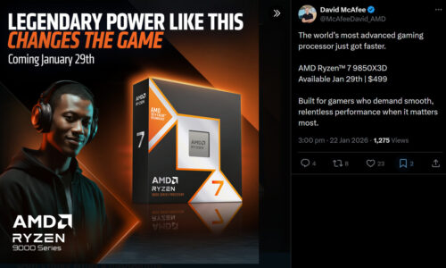 AMD Officially Confirms Ryzen 7 9850X3D MSRP: $499 – Launching on January 29