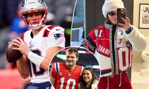 Drake Maye’s wife models custom Patriots look before AFC Championship