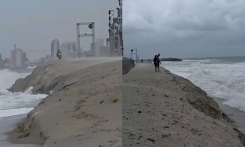 Mar volta a “engolir” faixa de areia em Matinhos após nova ressaca