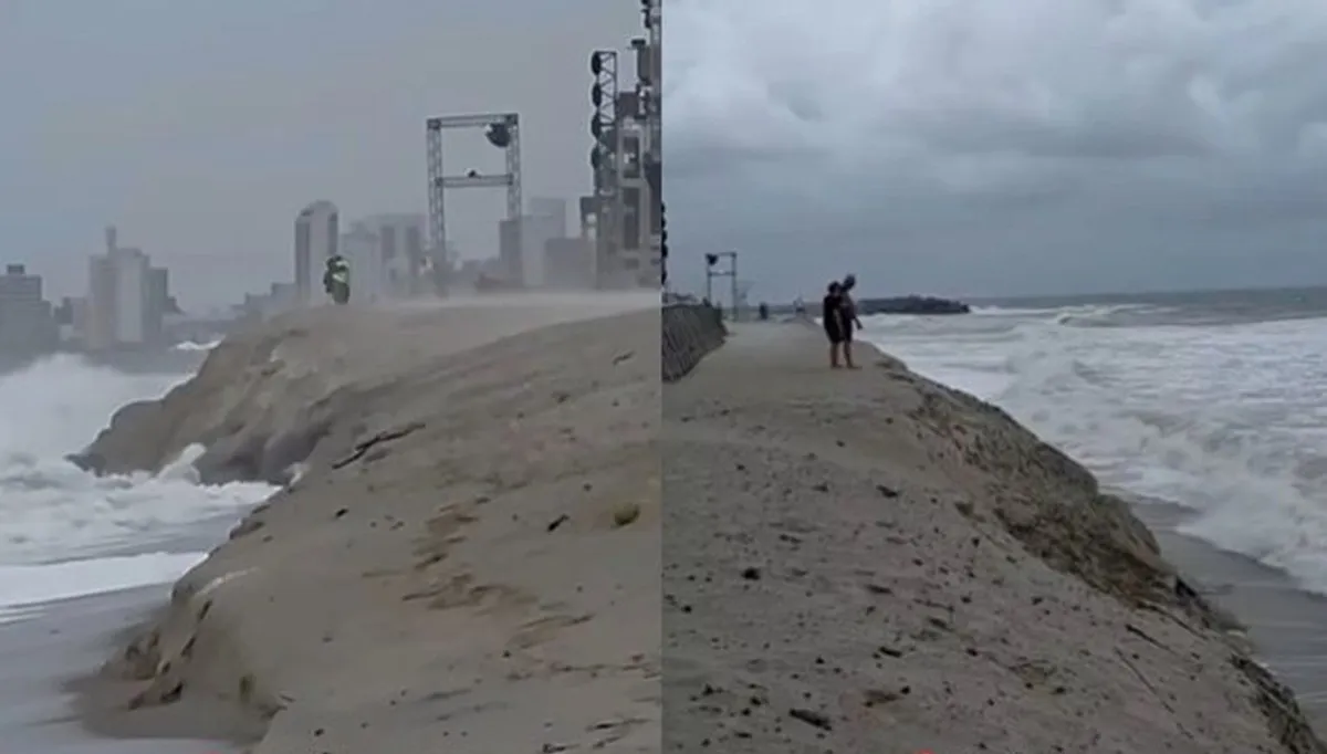Mar volta a “engolir” faixa de areia em Matinhos após nova ressaca
