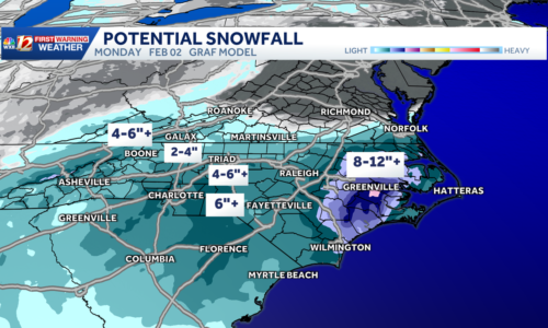 Significant snow is beginning in North Carolina Saturday