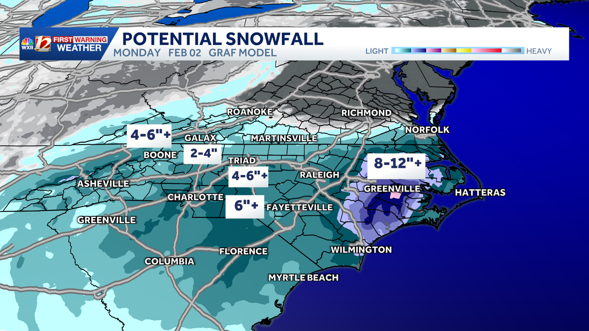 Significant snow is beginning in North Carolina Saturday