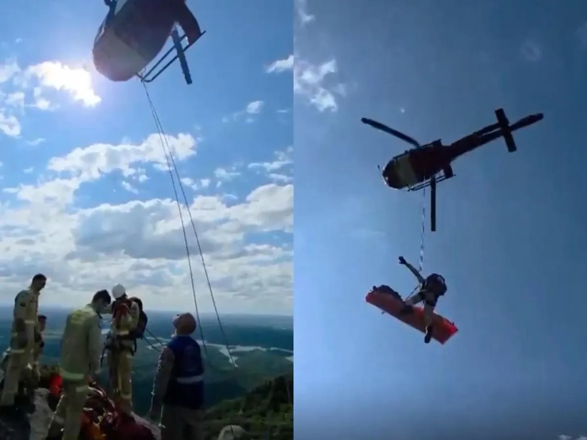Homem é resgatado após queda de 10 metros no Morro do Vigia