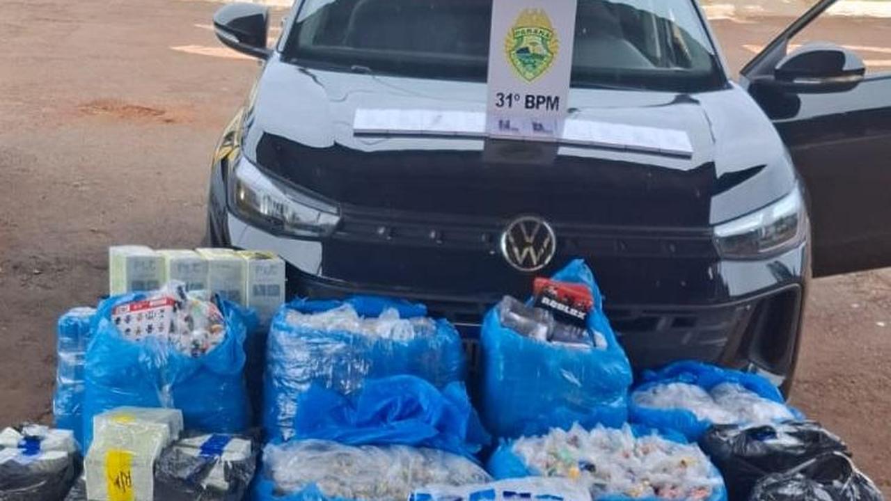Carro com R$ 90 mil em produtos de descaminho é flagrado pela PM durante patrulhamento