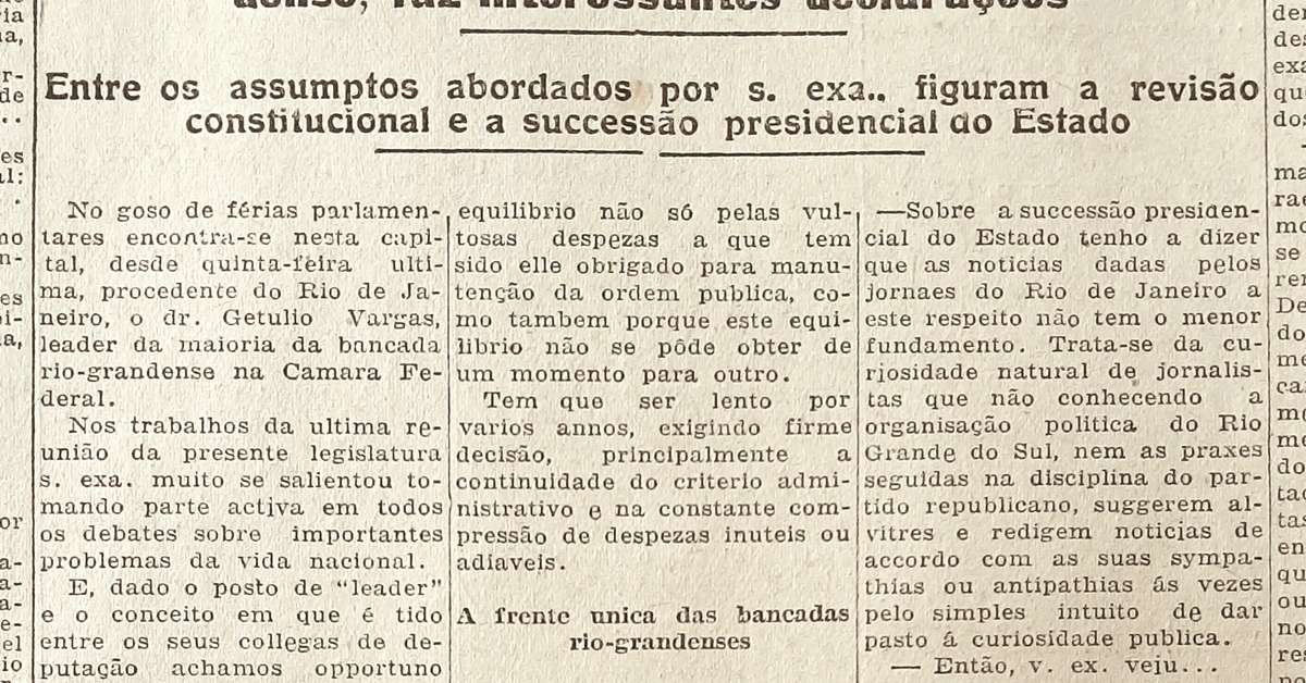 O deputado federal Getúlio Vargas fala ao Correio do Povo