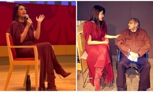 Priyanka Chopra serves a stylish scholar look at India Conference at Harvard event in wine red dress and killer boots