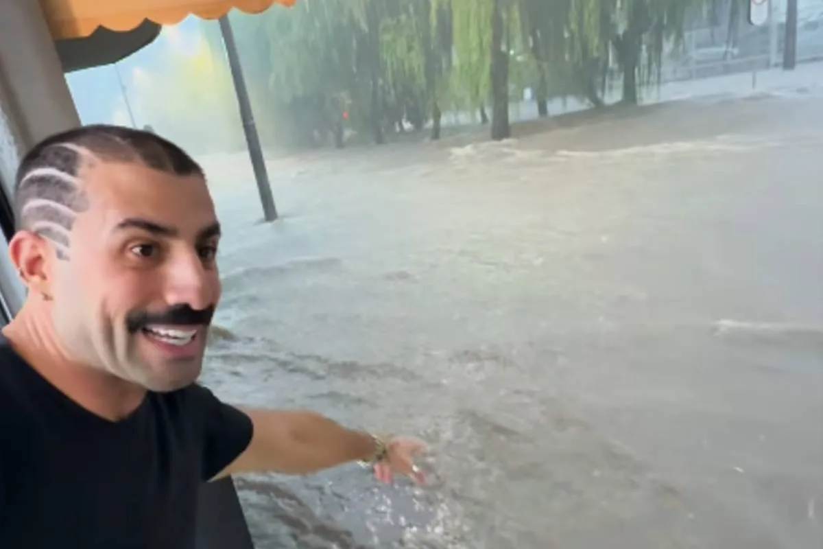 Rua famos de Curitiba vira rio com temporal e ex-BBB viraliza com post de enxurrada
