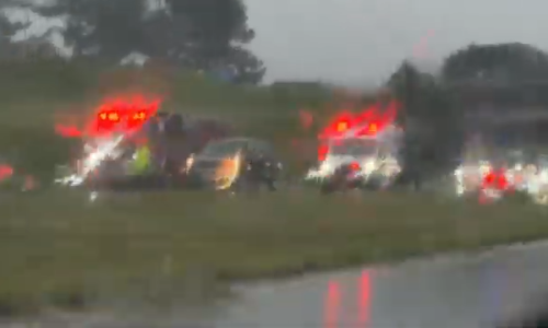 [UPDATE 11:38 a.m.: Video]Crash Blocks Lane on Northbound U.S. 101 at Humboldt Hill Onramp