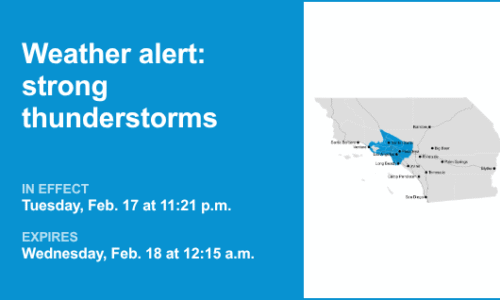 Weather alert issued for strong thunderstorms in 5 Freeway north of LA until early Wednesday – Orange County Register