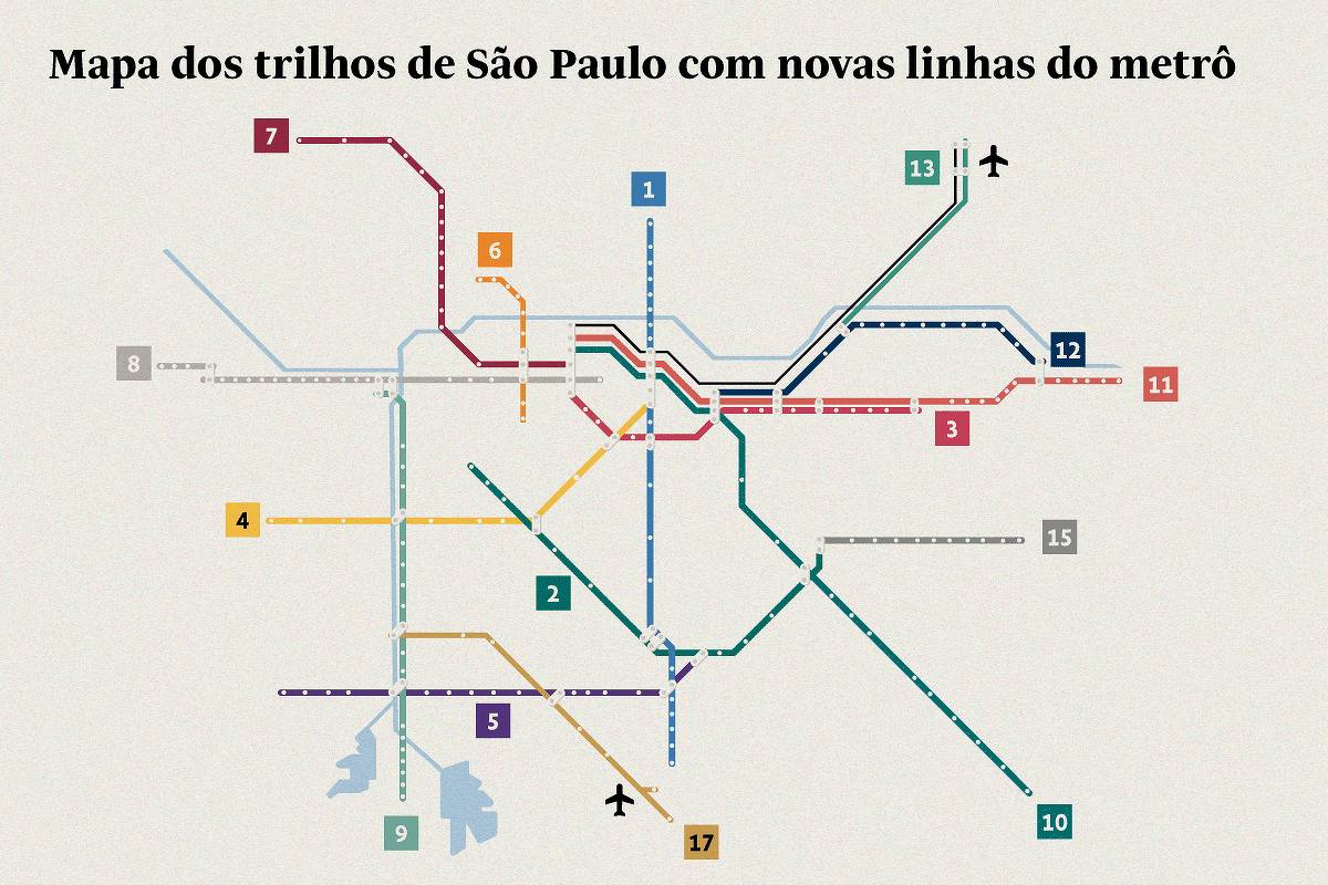 Metrô: veja como ficará o mapa com 17 novas estações – 29/03/2026 – Cotidiano