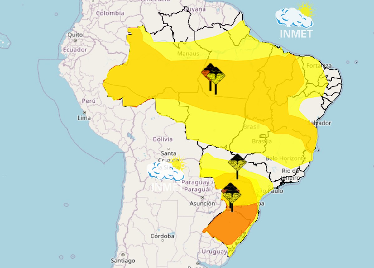 Semana começa com grande parte do país sob alerta para tempestades