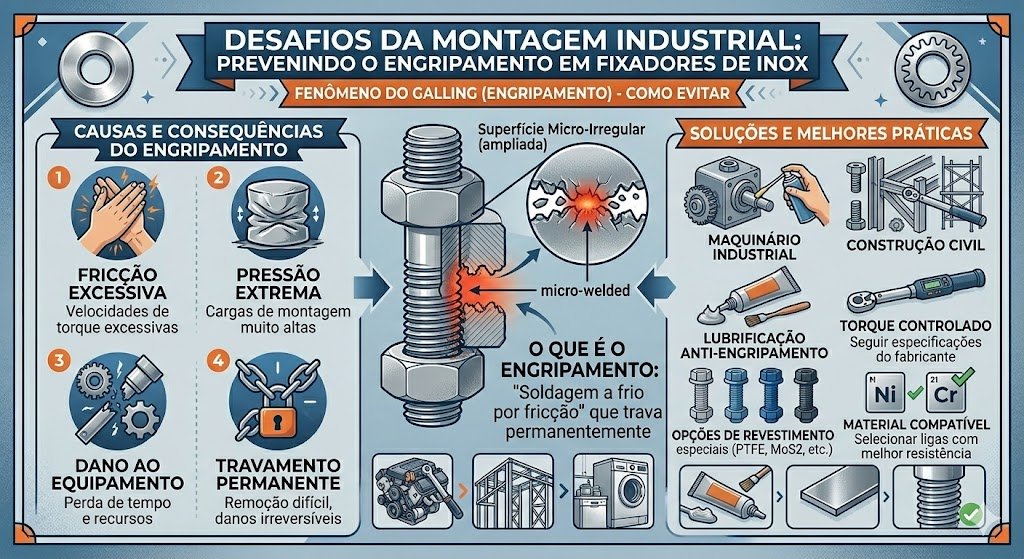Desafios da Montagem Industrial: Como Prevenir o Engripamento em Fixadores de Inox