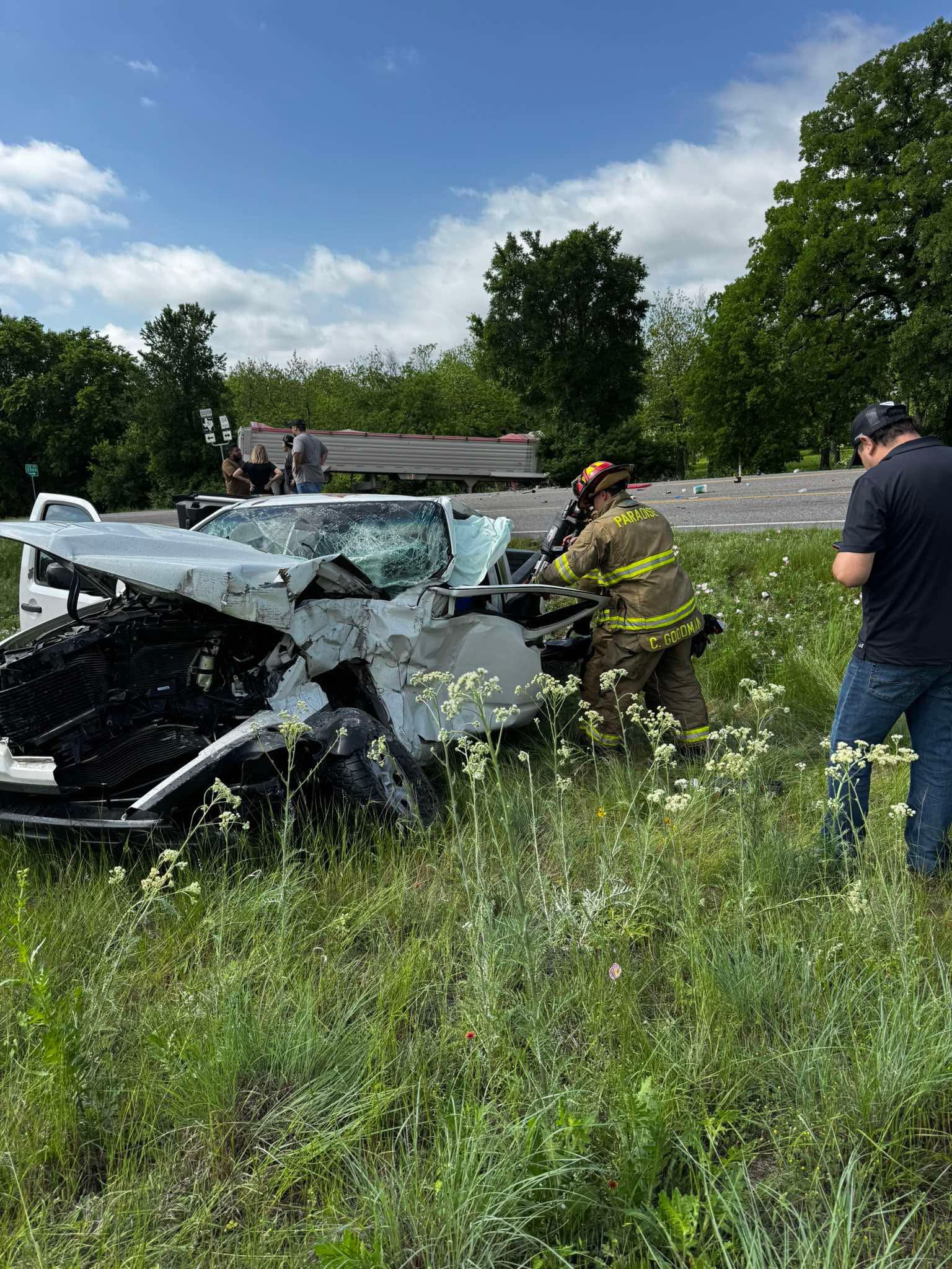 1 seriously injured after 18-wheeler, truck collide at FM 51 and SH 114
