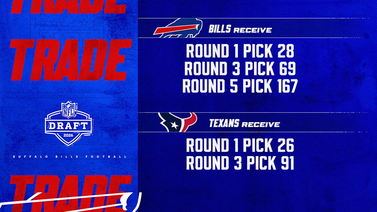 Buffalo Bills trade 26th overall pick to Houston Texans, receive No. 28 overall in pick swap