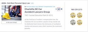 Charlotte NC Car Accident Lawyers Group Earns Back-to-Back Gold f
