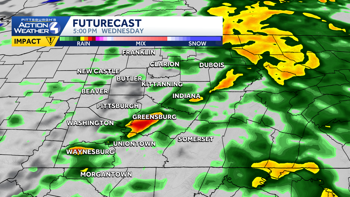 Cool temperatures and rain showers in Western Pennsylvania