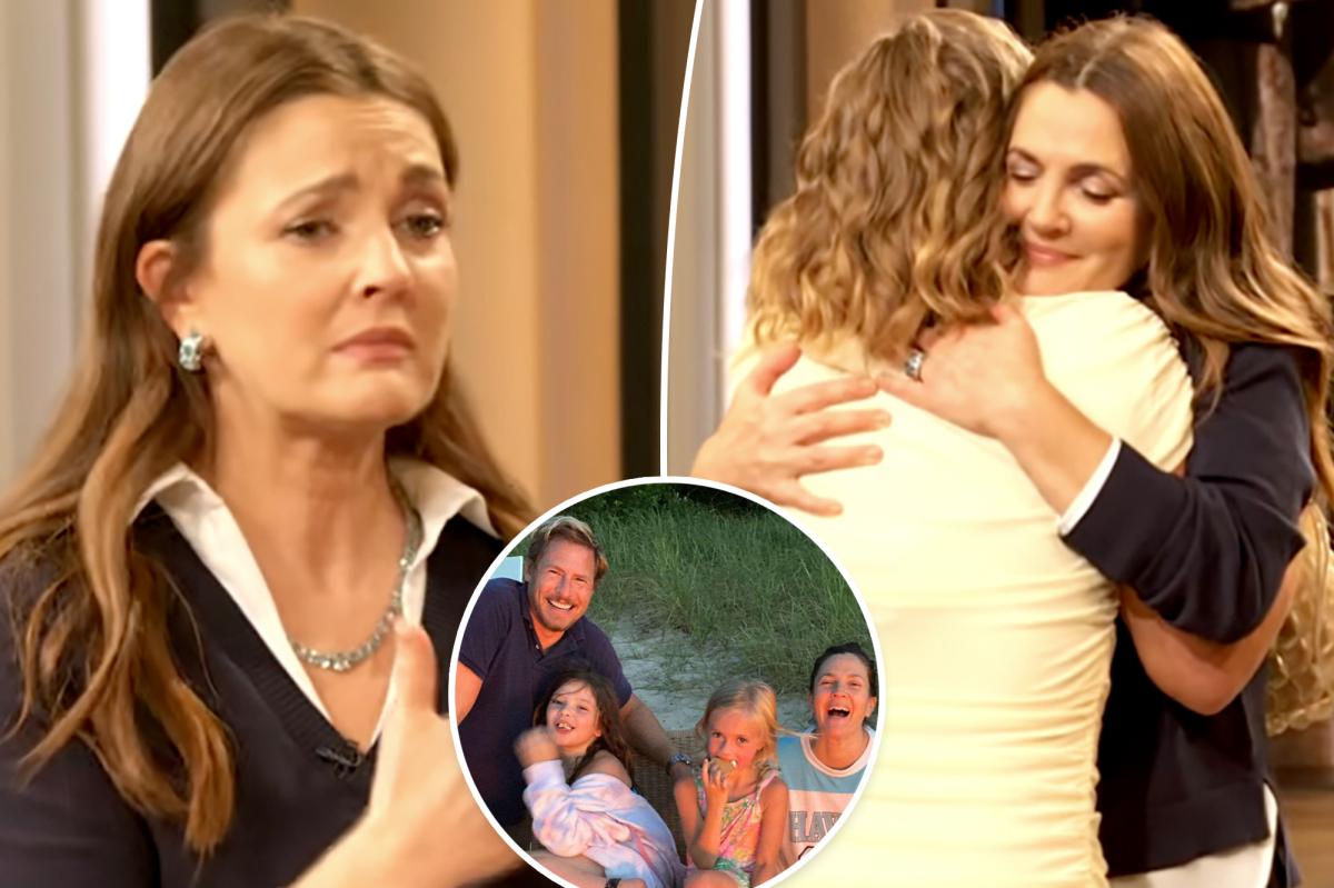 Drew Barrymore tears up over her body insecurities after two kids