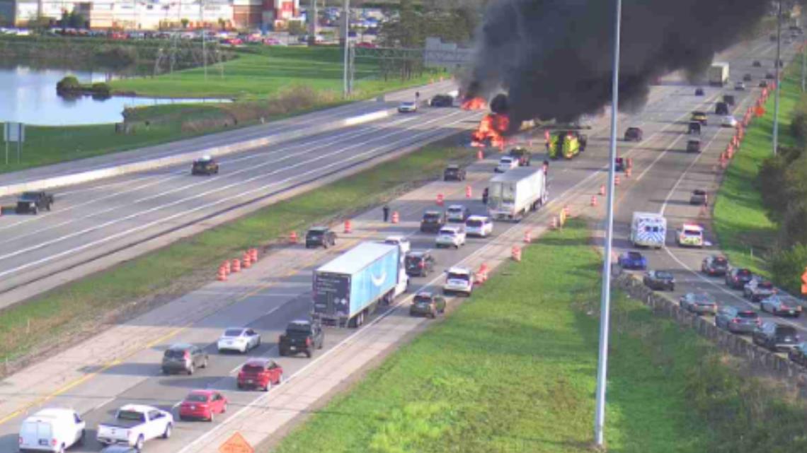 Fiery crash shuts down both directions of I-71 in Delaware County